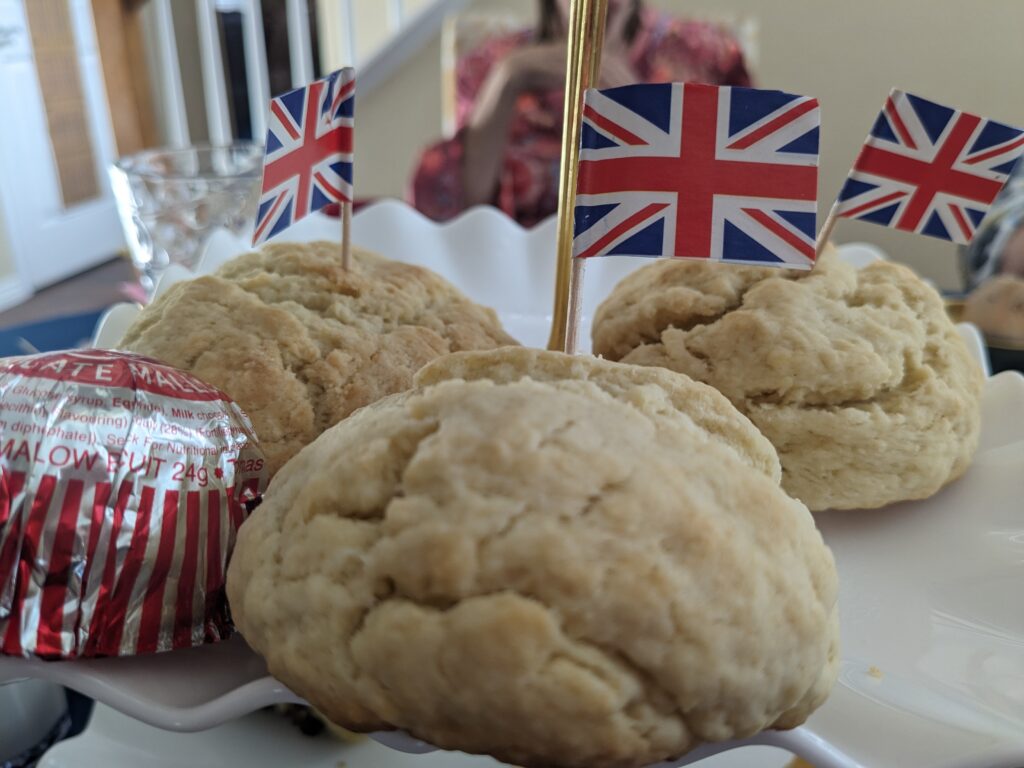 British tea party table setting for church fundraiser