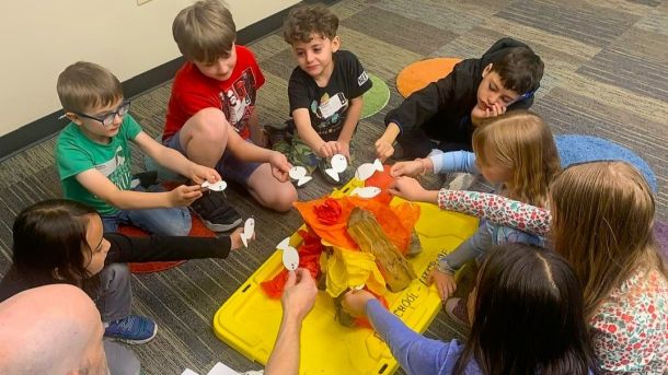 Children participate in Bible activity