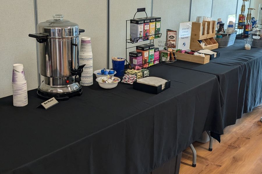 Table with coffee urns